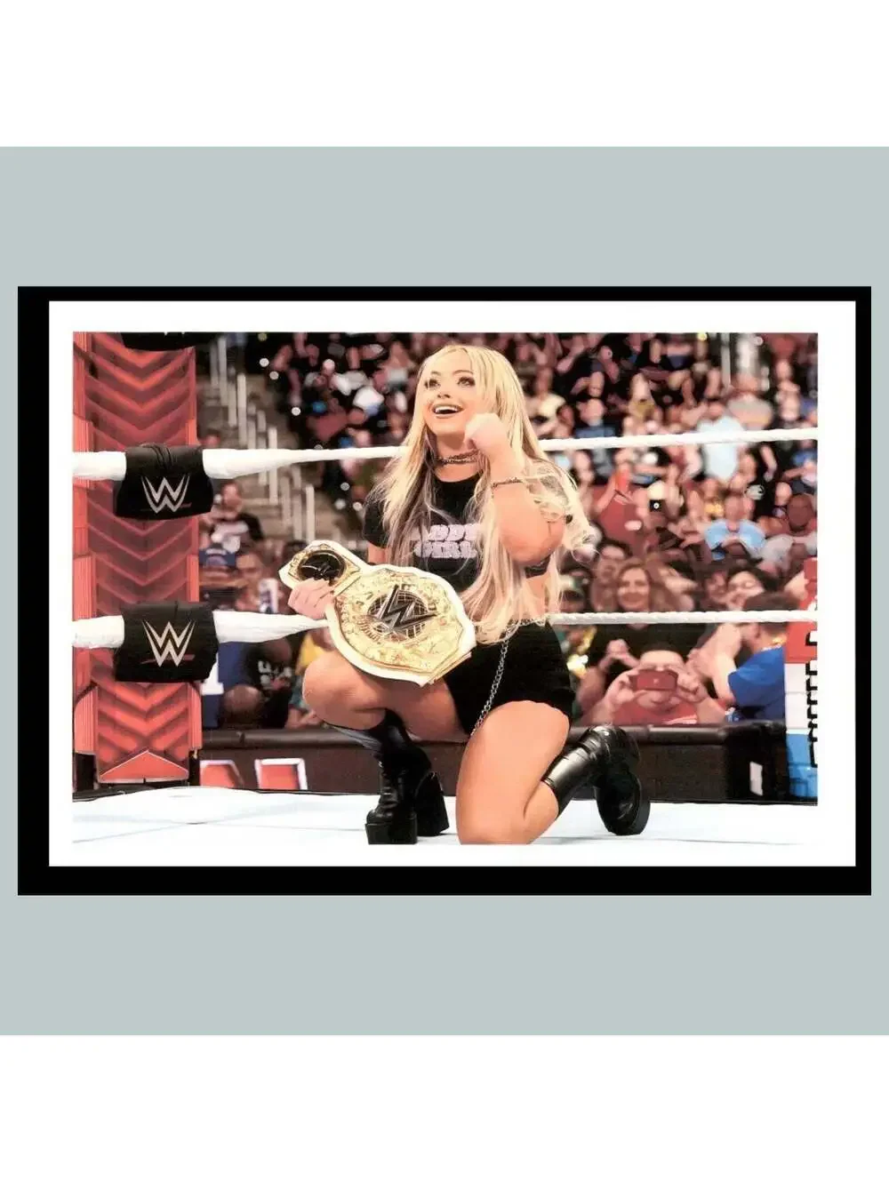 0001 P 8X10 Liv Morgan In Ring With Belt Glossy Photo